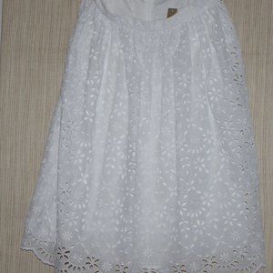 NWT J. Crew White Eyelet Midi Skirt